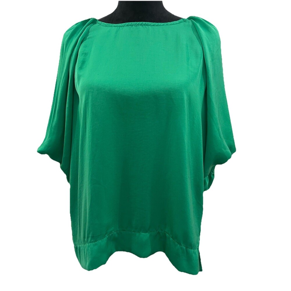 Umgee Womens S Top Green Short Sleeve Balloon Sleeve Scoop Neck Lining